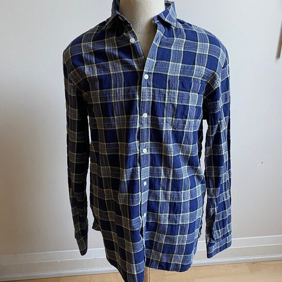 HOPE BNWT Mens Shirt Long Sleeve Blue Plaid - Picture 4 of 11
